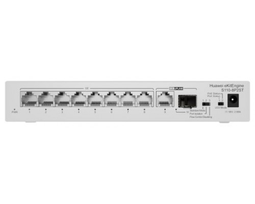 SWITCH HUAWEI S110-8P2ST ( 8xGE PORTS 124W POE+,  1xGE SFP PORT, 1xGE PORT, AC POWER)