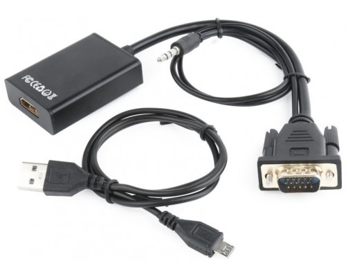 CABLE ADAPTADOR GEMBIRD VGA MACHO A HDMI HEMBRA 0,15M CON AUDIO 3,5MM