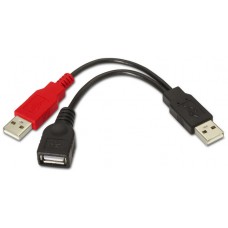 CABLE AISENS USB 2.0 A/M+A ALIMENTACION/M-A/H NEGRO 15CM