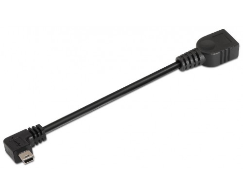 CABLE AISENS USB 2.0 OTG ACODADO TIPO MINI B/M-A/H NEGRO 15CM