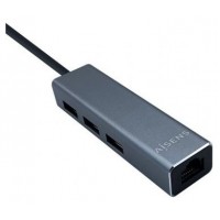 Aisens Conversor USB 3.0 Ethernet + 3 usb3.0 gris