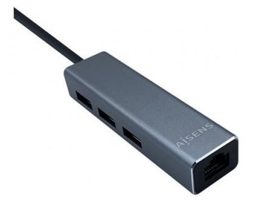 Aisens Conversor USB 3.0 Ethernet + 3 usb3.0 gris