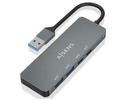 HUB AISENS USB 3.2 GEN2 10G A/M-2xTIPO C/H-2xUSB-A/H 15CM GRIS