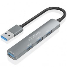 HUB AISENS USB 3.0 ALUMINIO 1XUSB3.0 A/H 3XUSB2.0 A/H GRIS 10CM