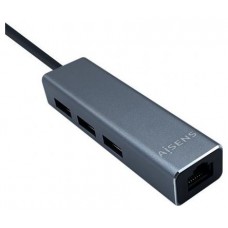 Aisens Conversor USB 3.1 Ethernet + 3 USB3.0 gris