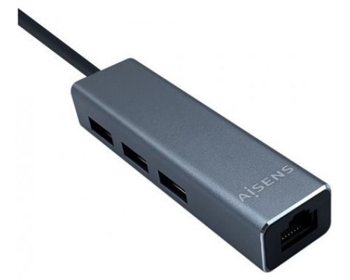 Aisens Conversor USB 3.1 Ethernet + 3 USB3.0 gris