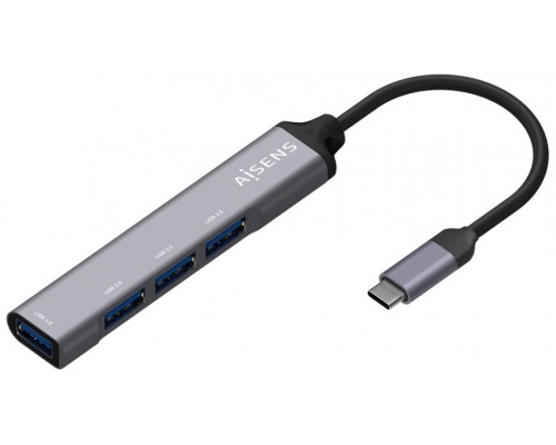 HUB AISENS USB 3.1 USB-C USB-C/M-4XTIPO A/H GRIS 10CM