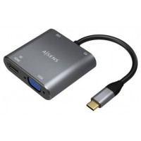 CABLE CONVERSOR AISENS USB-C A VGA/HDMI 4K/USB3.0/USB-C PD GRIS 15CM