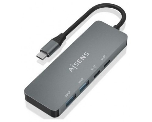 HUB AISENS USB 3.2 GEN2 10G USB-C/M-2XUSB-C/H-2XUSB-A/H 15CM GRIS