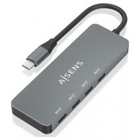 HUB AISENS USB 3.2 GEN2 10G USB-C/M-4XUSB-C/H 15CM GRIS