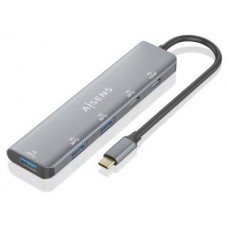 HUB AISENS USB 3.2 GEN1 USB-C/M-USB-C PD100W/H-USB-C/H-3XUSB-A/H