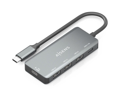 HUB AISENS USB 3.1 USB-C 1XPD 100W 1XUSB-C 3.0 3XUSB-A 2.0 GRIS 15CM