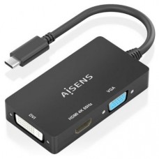 CONVERSOR AISENS USB-C A DVI/H HDMI/H VGA/H NEGRO 15CM