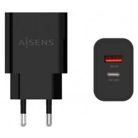 CARGADOR AISENS 20W 1xUSB-C PD3.0 1xUSB-A QC3.0 NEGRO