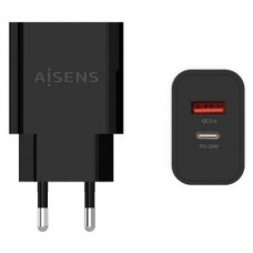 Aisens Cargador 20W USB-C PD3.0 USB-A QC3.0 Negro
