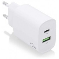 CARGADOR AISENS 20W 1XUSB-C PD3.0 1XUSB-A QC3.0 BLANCO