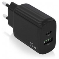 CARGADOR AISENS 25W 1XUSB-C PD3.0 1XUSB-A QC3.0 NEGRO