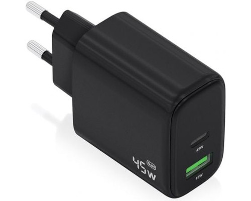 CARGADOR AISENS GAN 45W 1XUSB-C PD3.0 QC4.0 1XUSB-A QC3.0 NEGRO-DI1 CARGADOR AISENS GAN 45W 1XUSB-C PD3.0 QC4.0 1XUSB-A QC3.0 NEGRO
