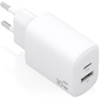 CARGADOR AISENS GAN 30W 1XUSB-C PD3.0 QC4.0 1XUSB-A QC3.0 BLANCO