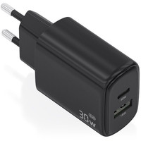 CARGADOR AISENS GAN 30W 1XUSB-C PD3.0 QC4.0 1XUSB-A QC3.0 NEGRO