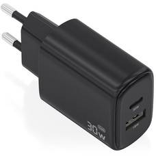 CARGADOR AISENS GAN 30W 1XUSB-C PD3.0 QC4.0 1XUSB-A QC3.0 NEGRO