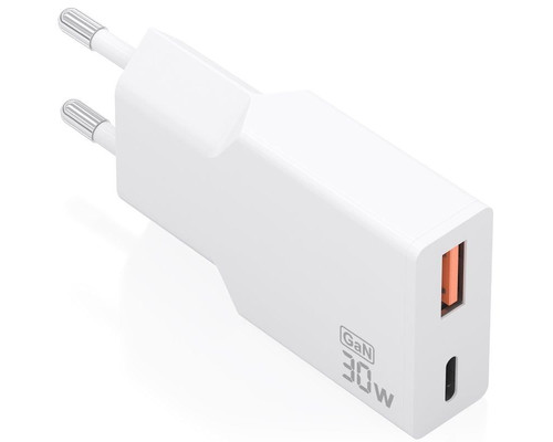 CARGADOR AISENS ULTRA DELGADO GaN 30W 1xUSB-C PD3.0 QC4.0 1xUSB-A QC3.0 BLANCO-DI3 CARGADOR AISENS ULTRA DELGADO GaN 30W 1xUSB-C PD3.0 QC4.0 1xUSB-A QC3.0 BLANCO