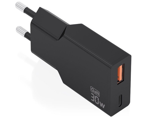CARGADOR AISENS ULTRA DELGADO GaN 30W 1xUSB-C PD3.0 QC4.0 1xUSB-A QC3.0 NEGRO-DI3 CARGADOR AISENS ULTRA DELGADO GaN 30W 1xUSB-C PD3.0 QC4.0 1xUSB-A QC3.0 NEGRO