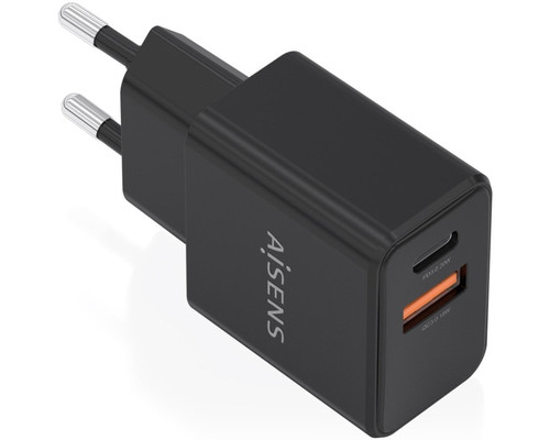 CARGADOR AISENS GaN 20W 1xUSB-C PD3.0 1xUSB-A QC3.0 NEGRO-DI2 CARGADOR AISENS GaN 20W 1xUSB-C PD3.0 1xUSB-A QC3.0 NEGRO