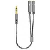 CABLE ADAPTADOR AISENS AUDIO JACK 3.5 4P/M-2XJACK 3.5 3P/H 25CM