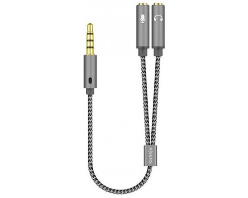 CABLE ADAPTADOR AISENS AUDIO JACK 3.5 4P/M-2XJACK 3.5 3P/H 25CM