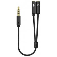 CABLE ADAPTADOR AISENS AUDIO JACK 3.5 4P/M-2XJACK 3.5 3P/H 25CM