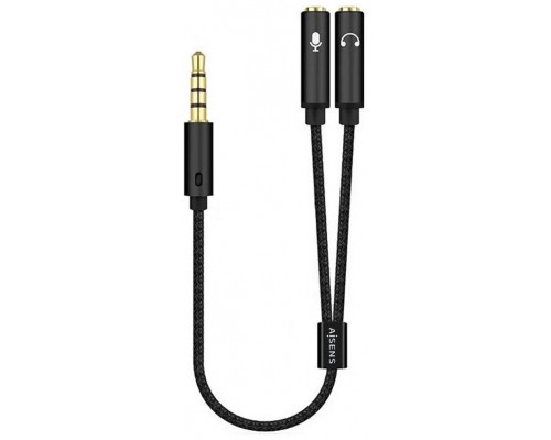 CABLE ADAPTADOR AISENS AUDIO JACK 3.5 4P/M-2XJACK 3.5 3P/H 25CM