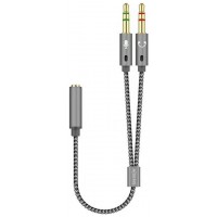 CABLE ADAPTADOR AISENS AUDIO JACK 3.5 4P/H-2XJACK 3.5 3P/M 25CM