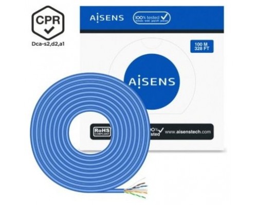 BOBINA CABLE RED AISENS RJ45 LSZH CPR Dca CAT.6 UTP 100M AZUL