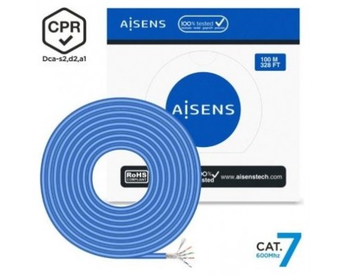 BOBINA CABLE RED AISENS RJ45 LSZH CPR DCA CAT.7 SFTP AWG23 100M AZUL