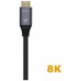 CABLE HDMI AISENS V2.1 ULTRA ALTA VELOCIDAD 8K60HZ M/M 0.5M GRIS NEGRO