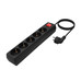 REGLETA AISENS BASE 5 TOMAS INTERRUPTOR CABLE 3x1.5MM2 1.4M NEGRO
