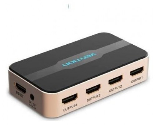 DUPLICADOR 4xHDMI/H-DC POWER PORT NEGRO/DORADO VENTION