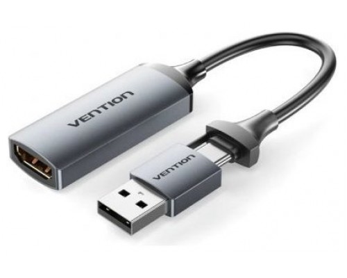 CONVERSOR HDMI 4K/USB-A A USB-C 0.10 M NEGRO VENTION