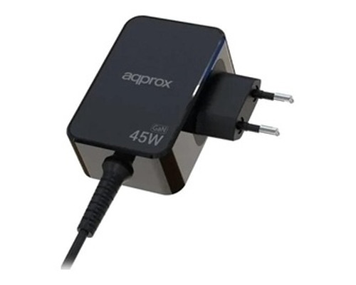 CARGADOR USB DE VIAJE/PARED TYPE-C 45W GaN NEGRO APPROX