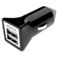 CARGADOR USB DUAL PARA COCHE 3.1A NEGRO APPROX