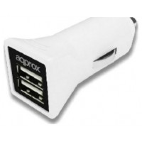 CARGADOR USB DUAL PARA COCHE 3.1A BLANCO APPROX