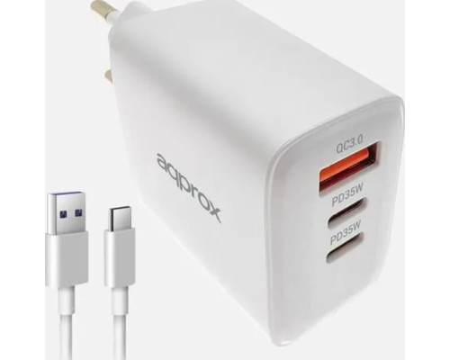 APPROX Cargador R&aacute;pido USB-A & USB-C 35W + Cable