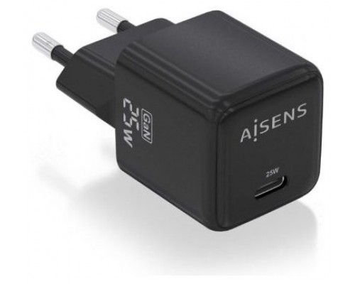 CARGADOR AISENS GAN 25W 1XUSB-C PD3.0 QC4.0 NEGRO