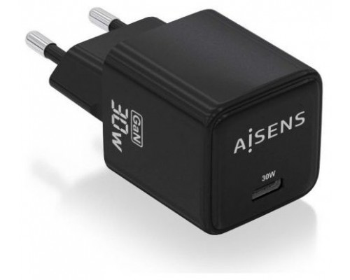 CARGADOR AISENS GAN 30W 1XUSB-C PD3.0 QC4.0 NEGRO