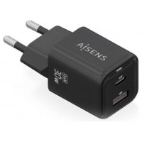 CARGADOR AISENS GAN 30W 1XUSB-C PD3.0 QC4.0 1XUSB-A QC3.0 NEGRO