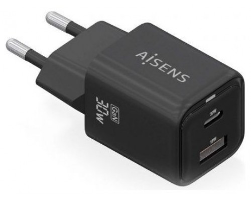 CARGADOR AISENS GAN 30W 1XUSB-C PD3.0 QC4.0 1XUSB-A QC3.0 NEGRO