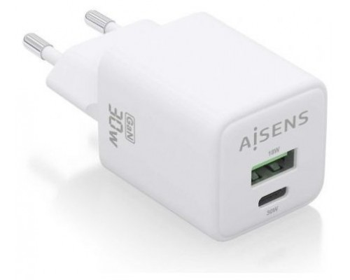 CARGADOR AISENS GAN 30W 1XUSB-C PD3.0 QC4.0 1XUSB-A QC3.0 BLANCO