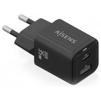 CARGADOR AISENS GAN 35W 1XUSB-C PD3.0 QC4.0 1XUSB-A QC3.0 NEGRO