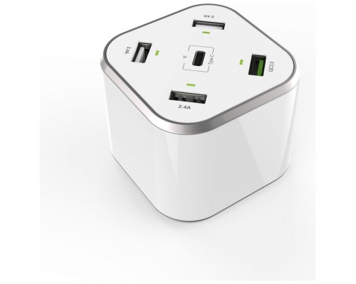 AISENS CARGADOR 48W 5 PUERTOS 3xUSB-A 1xUSB-C 1xUSB QC3.0 BLANCO